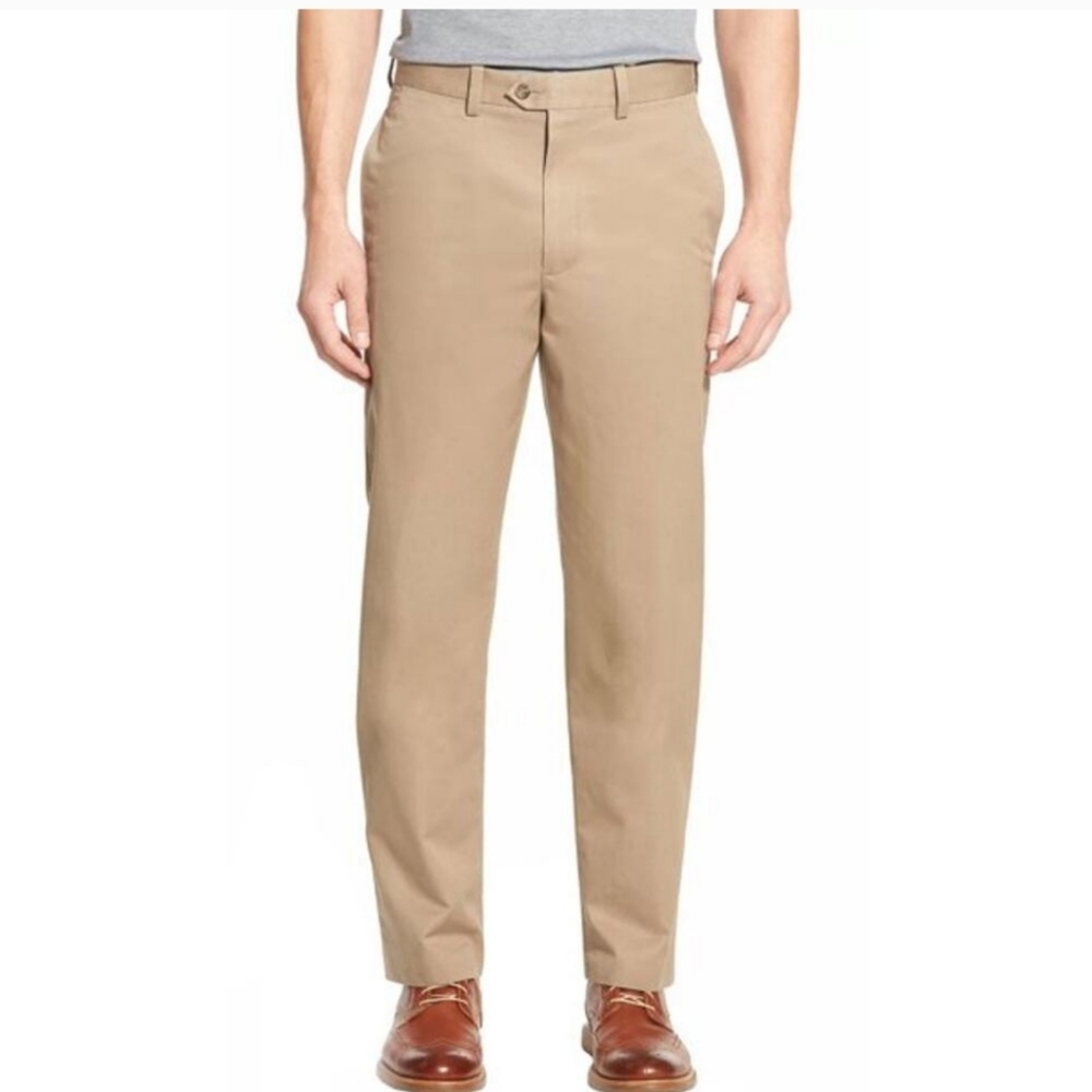 NORDSTROM Tan Classic Supima 100% Cotton Straight Leg Pants